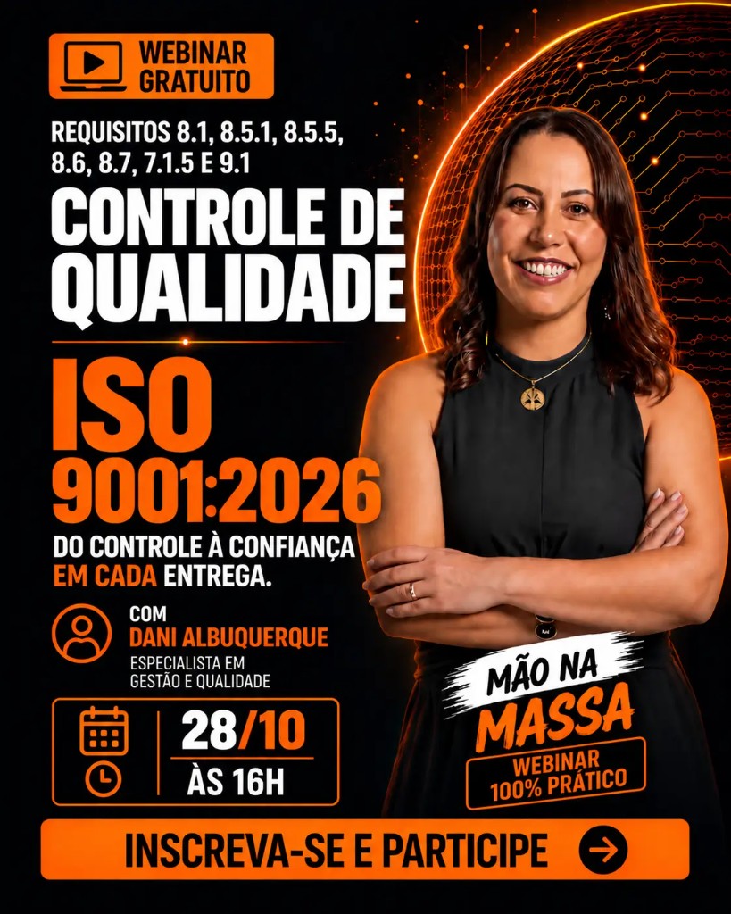 Webinar gratuito: Controle de Qualidade, quarta 28/10, às 16h