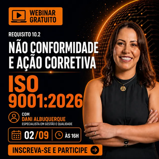 Webinar gratuito: Não Conformidade e Ação Corretiva — quarta, 02/09, às 16h
