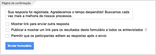 Não esqueça da página de confirmação
