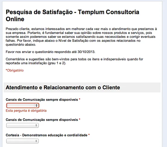 Teste a pesquisa antes de enviar aos clientes